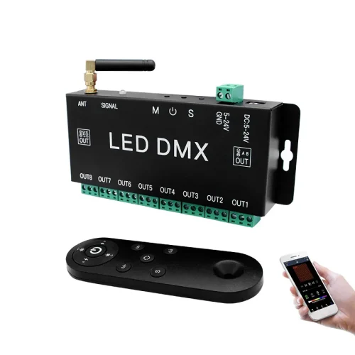 wireless bluetooth rf digital spi dmx512 8 channel led light controller